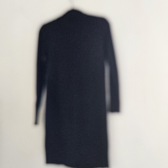 COS Black Merino Wool Draped Button Long Sleeve Dress - Picture 9 of 15